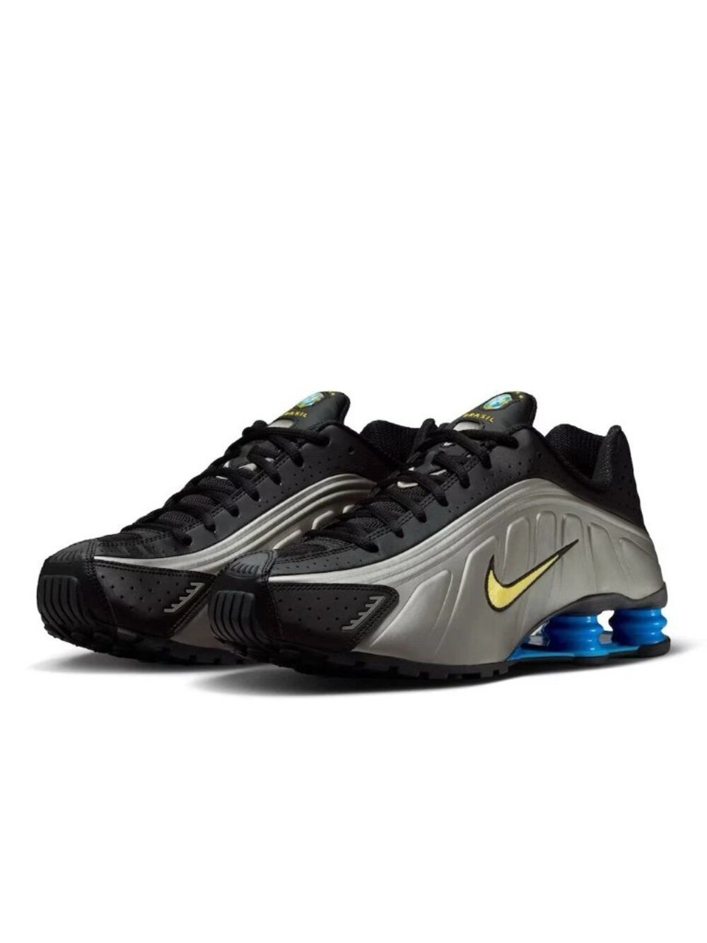 Nike Shox R4 Brazil National Team Black Silver Blue IO8134 00 Shoes Men Size 10